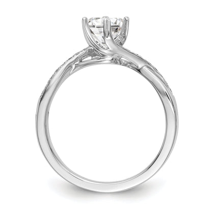14k White Gold Diamond Round CZ By Pass Engagement Ring