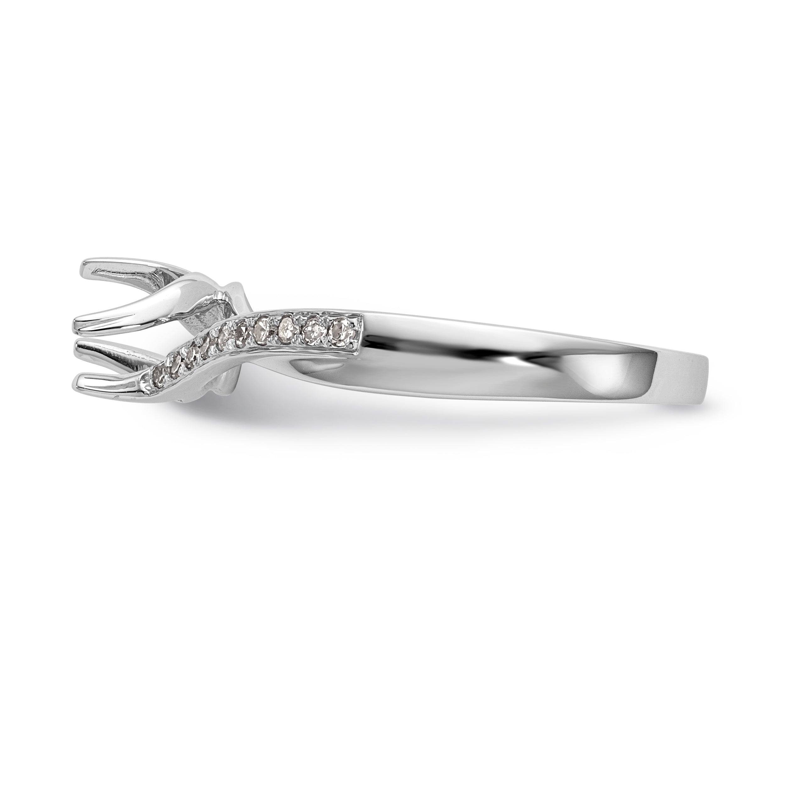 14k White Gold Diamond Round CZ By Pass Engagement Ring