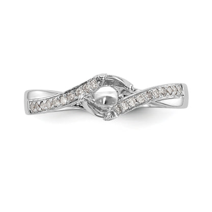 14k White Gold Diamond Round CZ By Pass Engagement Ring