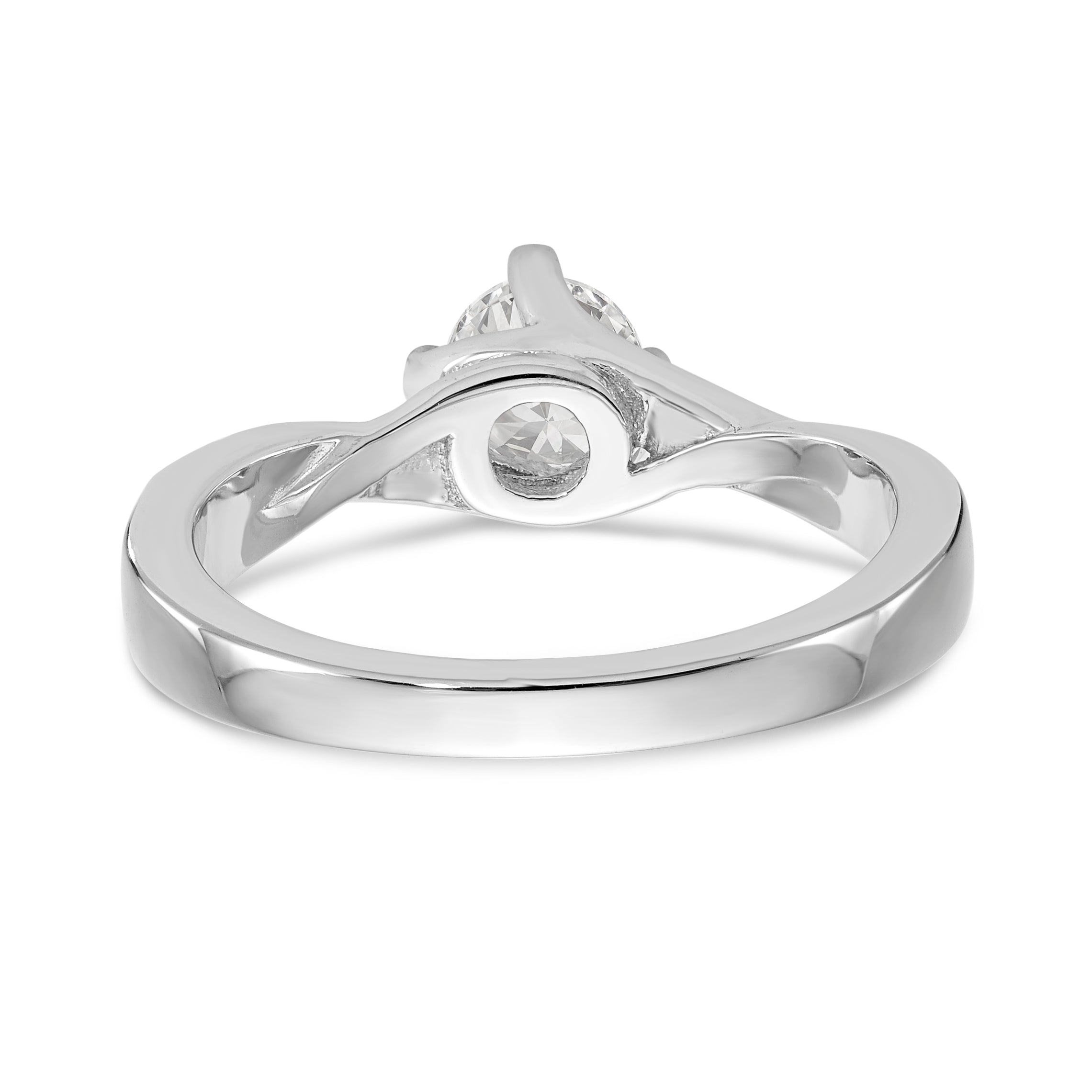14k White Gold Diamond Round CZ By Pass Engagement Ring