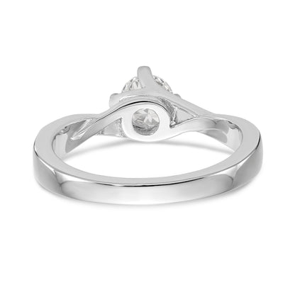 14k White Gold Diamond Round CZ By Pass Engagement Ring
