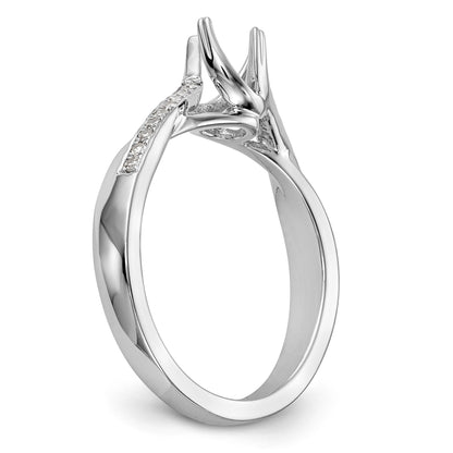 14k White Gold Diamond Round CZ By Pass Engagement Ring