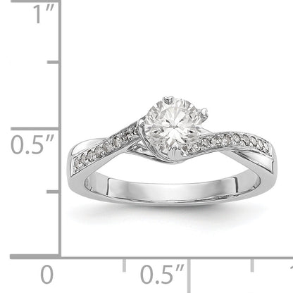 14k White Gold Diamond Round CZ By Pass Engagement Ring
