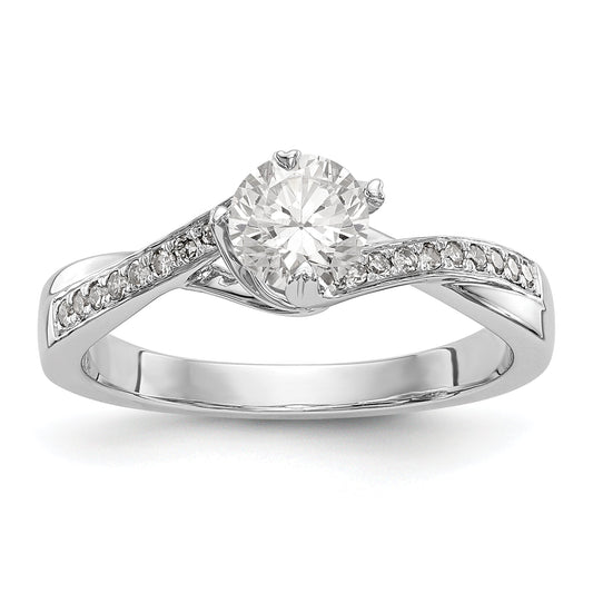 14k White Gold Diamond Round CZ By Pass Engagement Ring