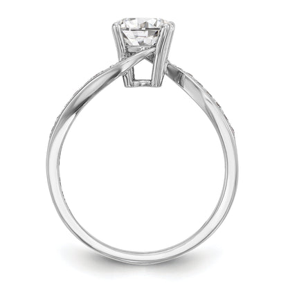 14k White Gold Diamond Round CZ By Pass Engagement Ring