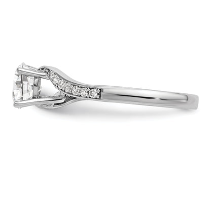 14k White Gold Diamond Round CZ By Pass Engagement Ring
