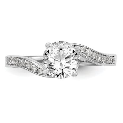 14k White Gold Diamond Round CZ By Pass Engagement Ring