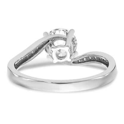 14k White Gold Diamond Round CZ By Pass Engagement Ring