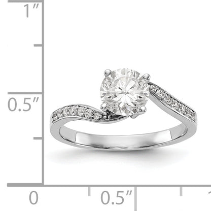 14k White Gold Diamond Round CZ By Pass Engagement Ring