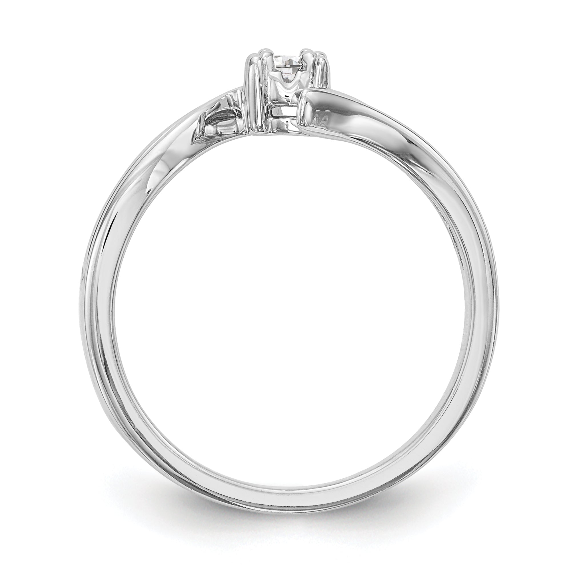 14k White Gold Diamond Round Complete By Pass Engagement Ring