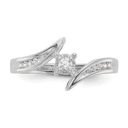 14k White Gold Diamond Round Complete By Pass Engagement Ring