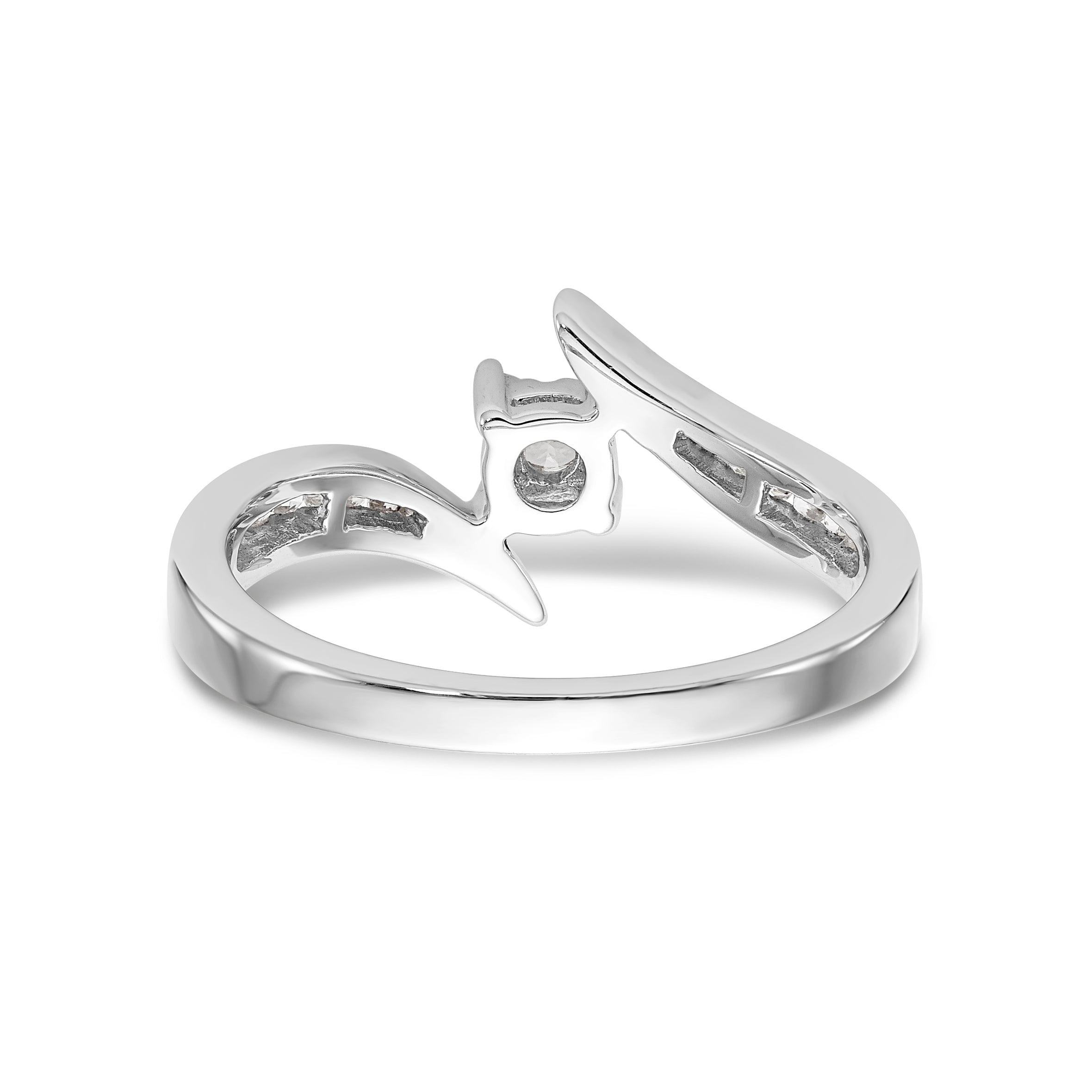 14k White Gold Diamond Round Complete By Pass Engagement Ring