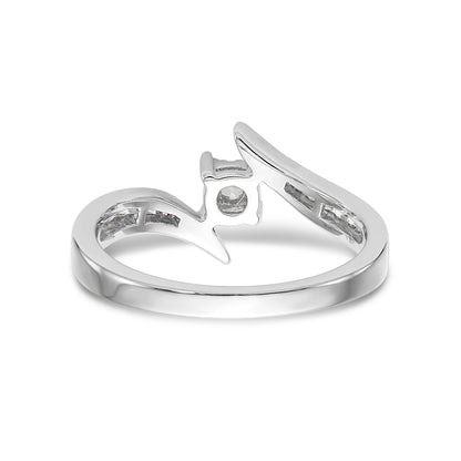 14k White Gold Diamond Round Complete By Pass Engagement Ring