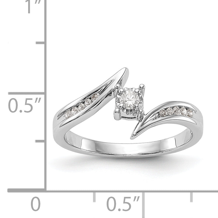 14k White Gold Diamond Round Complete By Pass Engagement Ring
