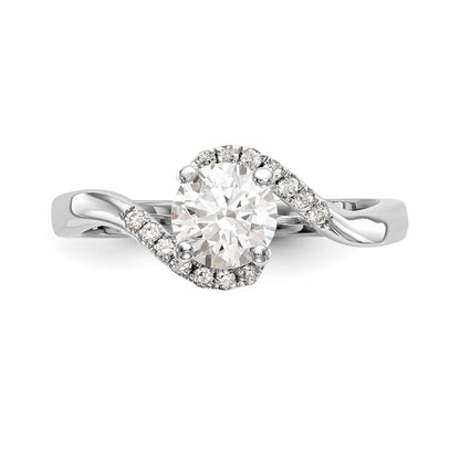 14k White Gold Diamond Round CZ By Pass Engagement Ring
