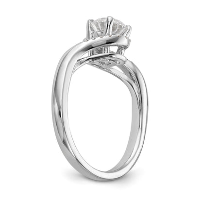 14k White Gold Diamond Round CZ By Pass Engagement Ring