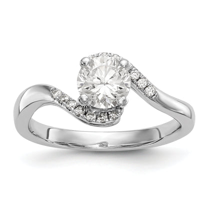 14k White Gold Diamond Round CZ By Pass Engagement Ring