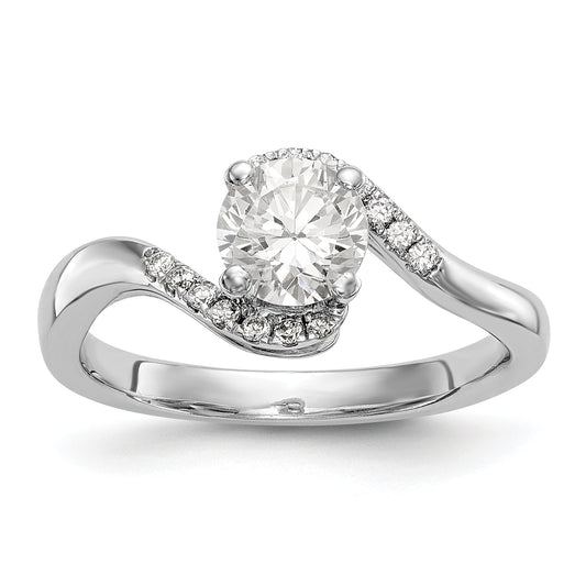 14k White Gold Diamond Round CZ By Pass Engagement Ring