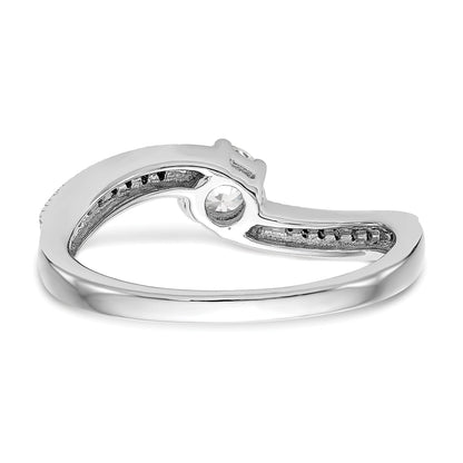 14k White Gold Diamond Round CZ By Pass Engagement Ring