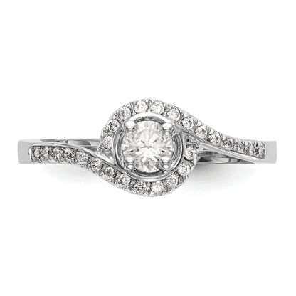 14k White Gold Diamond Round CZ By Pass Engagement Ring