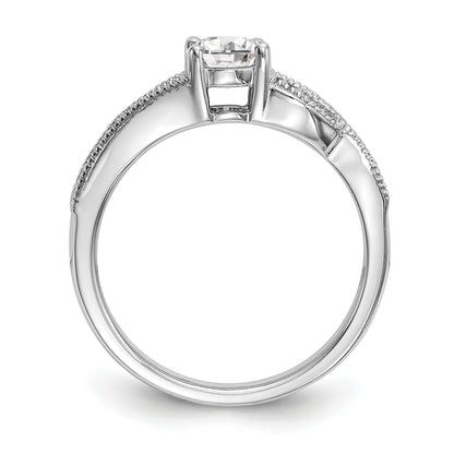 14k White Gold Diamond Round CZ By Pass Engagement Ring