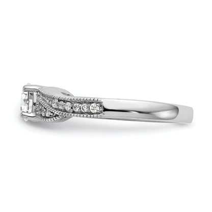 14k White Gold Diamond Round CZ By Pass Engagement Ring