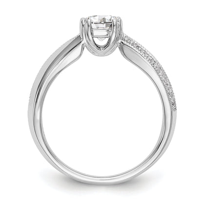 14k White Gold Diamond Round CZ By Pass Engagement Ring