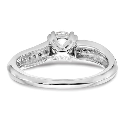 14k White Gold Diamond Round CZ By Pass Engagement Ring