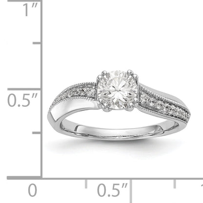 14k White Gold Diamond Round CZ By Pass Engagement Ring