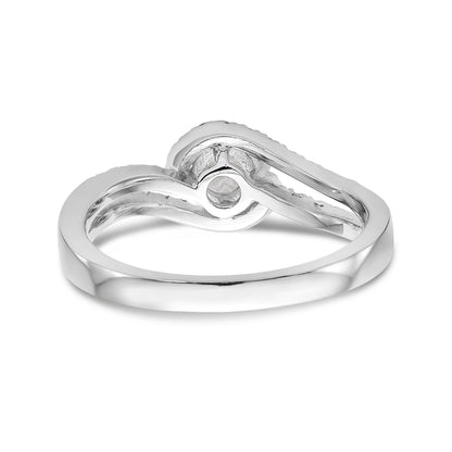 14k White Gold Diamond Round CZ By Pass Engagement Ring