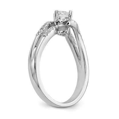 14k White Gold Diamond Round CZ By Pass Engagement Ring
