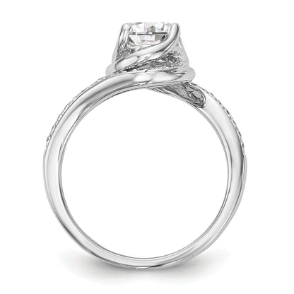 14k White Gold Diamond Round CZ By Pass Engagement Ring