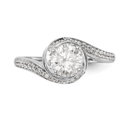 14k White Gold Diamond Round CZ By Pass Engagement Ring