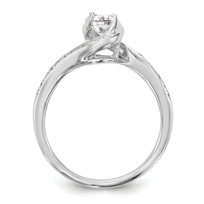 14k White Gold Diamond Round CZ By Pass Engagement Ring