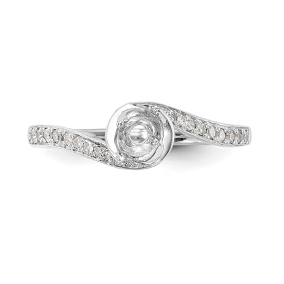 14k White Gold Diamond Round CZ By Pass Engagement Ring