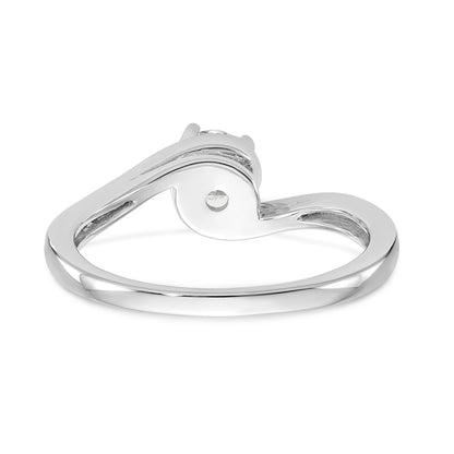 14k White Gold Diamond Round CZ By Pass Engagement Ring