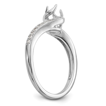 14k White Gold Diamond Round CZ By Pass Engagement Ring