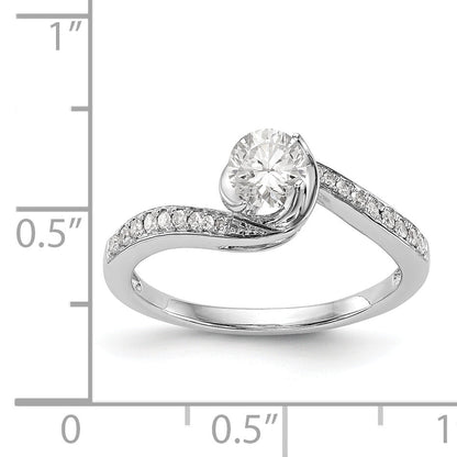 14k White Gold Diamond Round CZ By Pass Engagement Ring