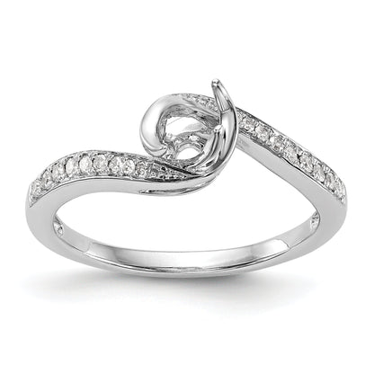 14k White Gold Diamond Round CZ By Pass Engagement Ring