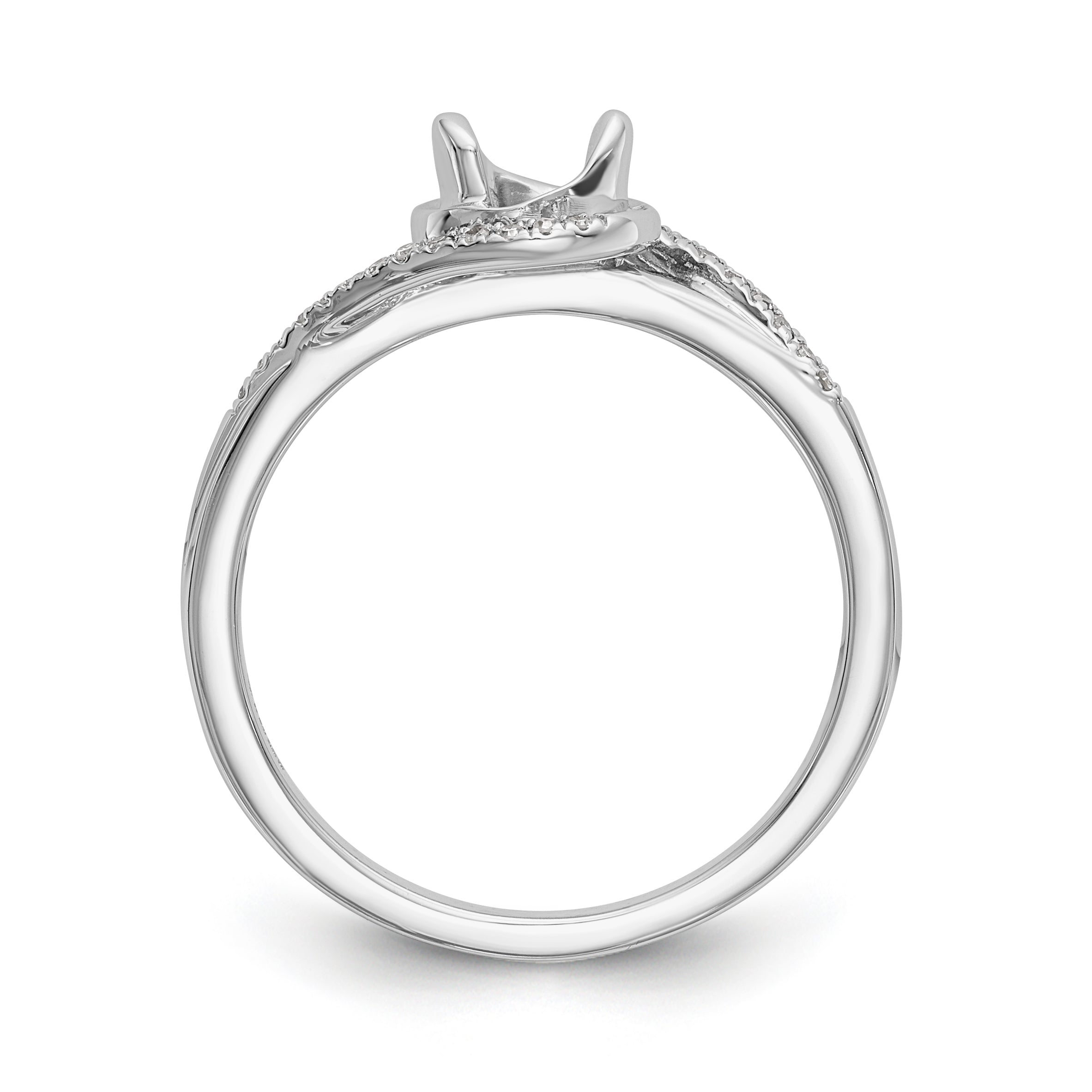 14k White Gold Diamond Round CZ By Pass Engagement Ring