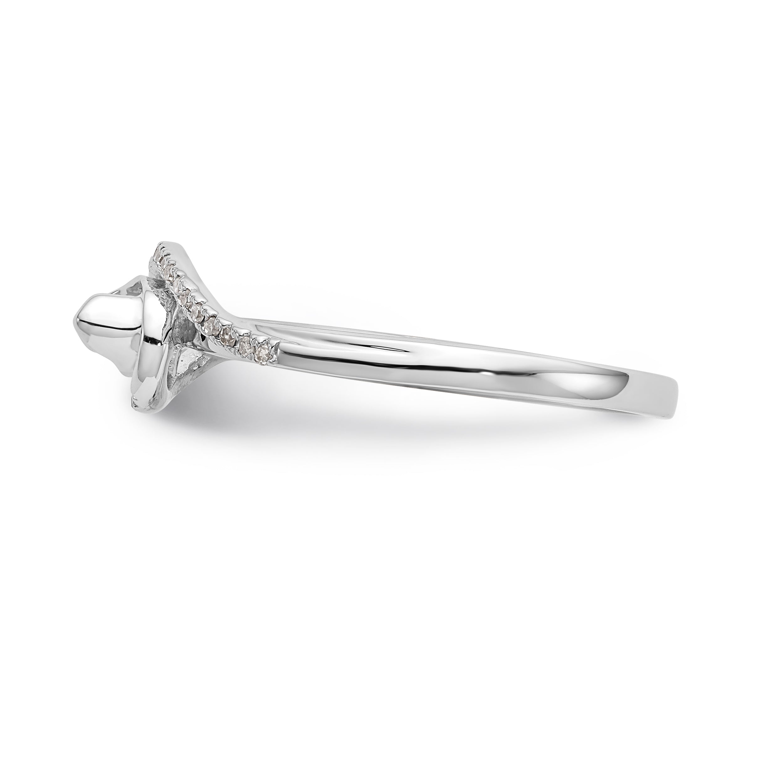 14k White Gold Diamond Round CZ By Pass Engagement Ring
