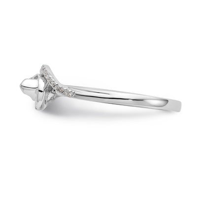 14k White Gold Diamond Round CZ By Pass Engagement Ring