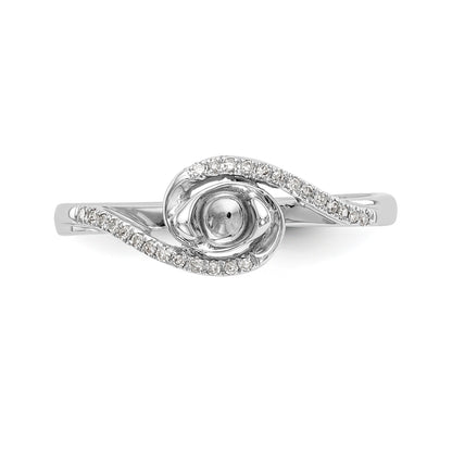 14k White Gold Diamond Round CZ By Pass Engagement Ring