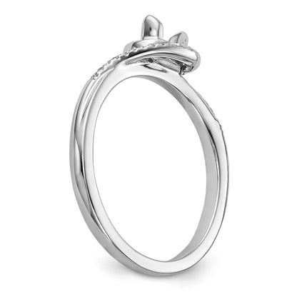 14k White Gold Diamond Round CZ By Pass Engagement Ring