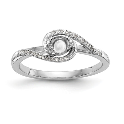 14k White Gold Diamond Round CZ By Pass Engagement Ring