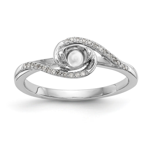 14k White Gold Diamond Round CZ By Pass Engagement Ring