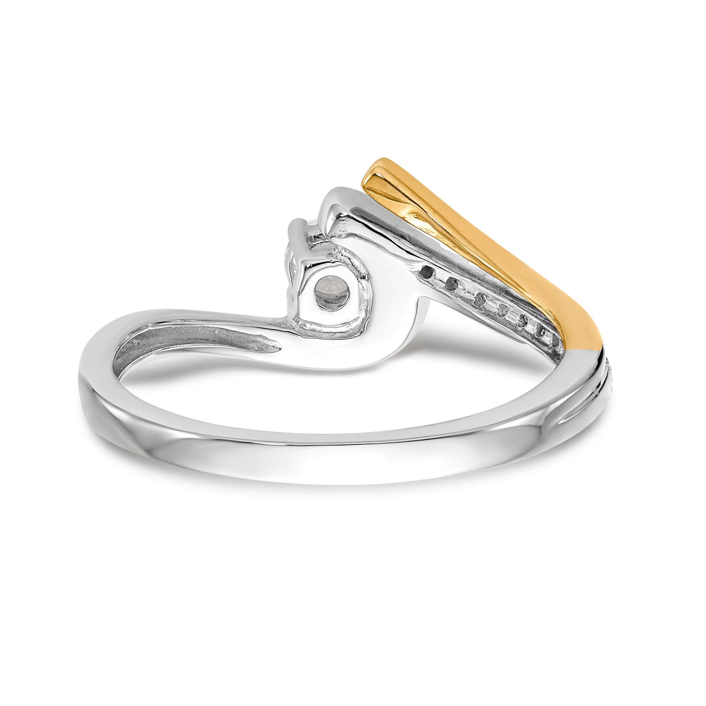 14k Two tone Diamond Round CZ By Pass Engagement Ring