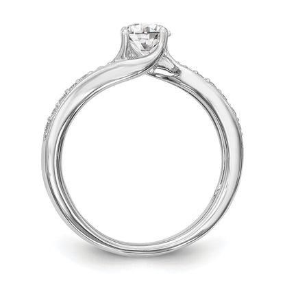 14k White Gold Diamond Round CZ By Pass Engagement Ring