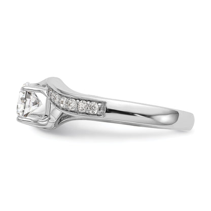 14k White Gold Diamond Round CZ By Pass Engagement Ring