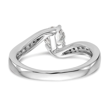 14k White Gold Diamond Round CZ By Pass Engagement Ring